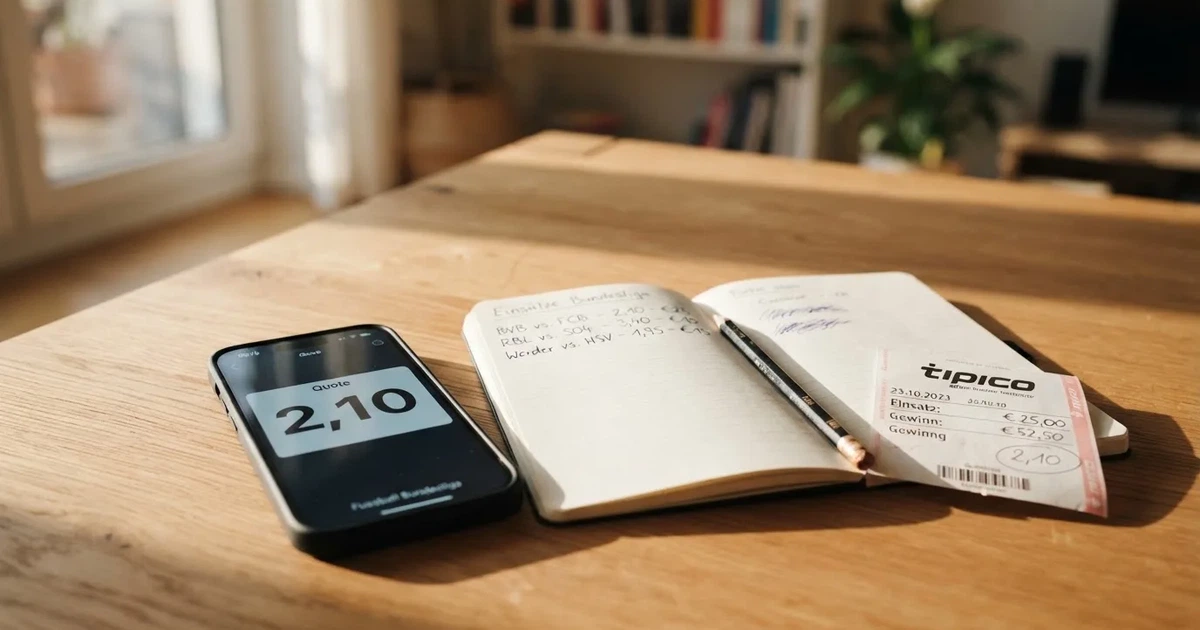 Mehrere Smartphones liegen mit dem Display nach unten neben einem Notizblock und einem Bleistift auf einem hellen Holztisch, seitliches Morgenlicht.